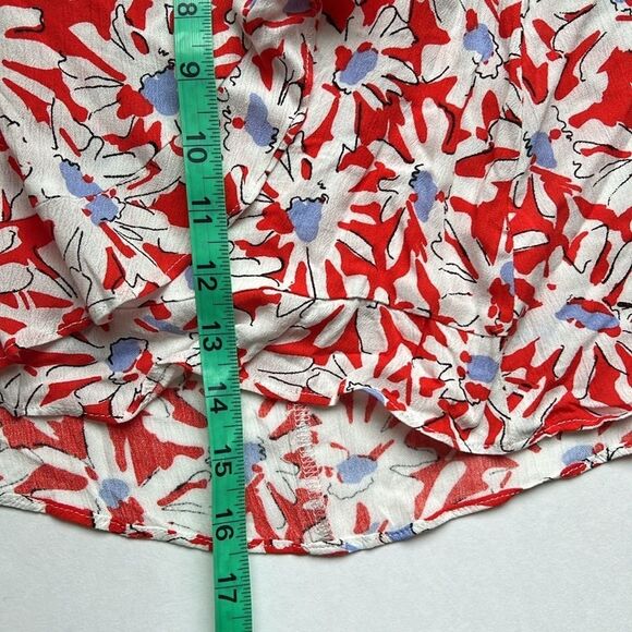 Aqua Red White Floral Wrap Skirt Red White Size Large NWT - Picture 4 of 5